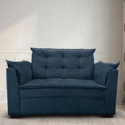 Sofá 2 Lugares Para Sala Moderno Confortável Alicia Suede azul Marinho