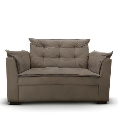 Sofá 2 Lugares Para Sala Moderno Confortável Elegance Suede bege Escuro