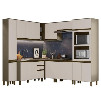 Cozinha Completa De Canto Connect 8 Peças Duna-cristal Com Torre Quente 2 Fornos - Móveis Henn Duna-cristal