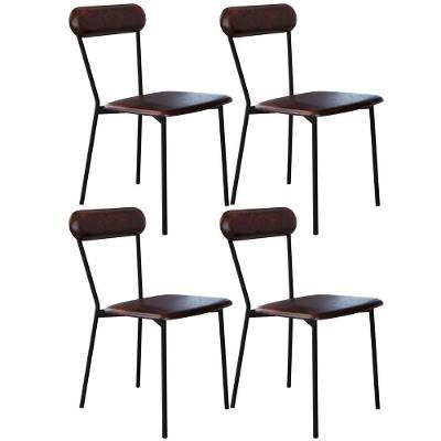 Kit 04 Cadeiras Estofada Para Sala De Jantar Liora Preto C01 Courino Café - Lyam Decor