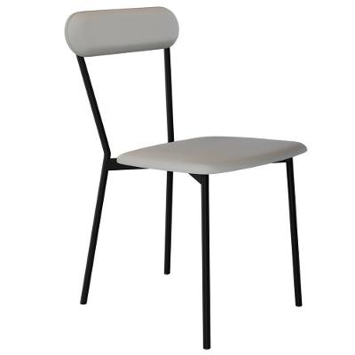Cadeira Estofada Para Sala De Jantar Liora Preto C01 Courino Off White - Lyam Decor