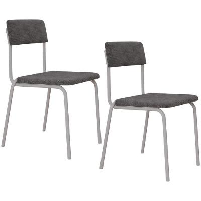Kit 02 Cadeiras Estofada Para Sala De Jantar Sense Branco C01 Linho Prata - Lyam Decor