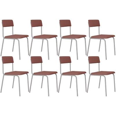 Kit 08 Cadeiras Estofada Para Sala De Jantar Sense Branco C01 Linho Rosê - Lyam Decor