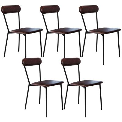 Kit 05 Cadeiras Estofada Para Sala De Jantar Liora Preto C01 Courino Café - Lyam Decor