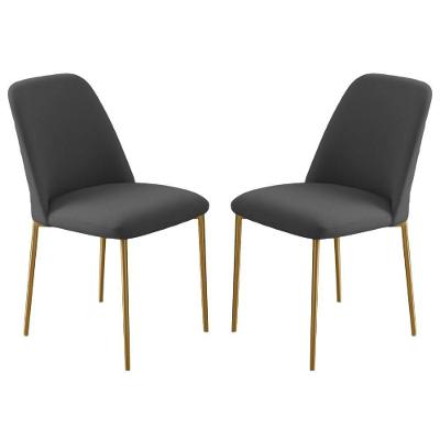 Conjunto 2 Cadeiras Londres Veludo Cinza Metal Dourado