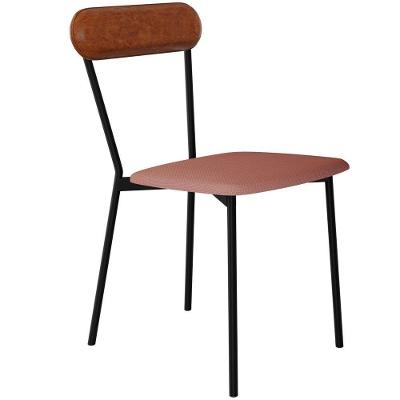 Cadeira Estofada Para Sala De Jantar Liora Preto C01 Linho Rosê Courino Caramelo - Lyam Decor