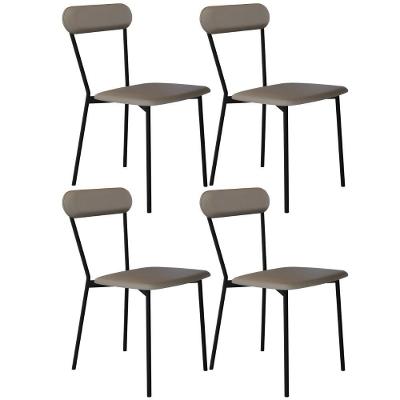 Kit 04 Cadeiras Estofada Para Sala De Jantar Liora Preto C01 Courino Cinza - Lyam Decor