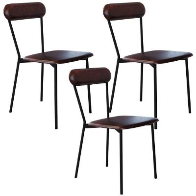 Kit 03 Cadeiras Estofada Para Sala De Jantar Liora Preto C01 Courino Café - Lyam Decor