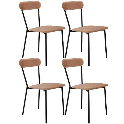 Kit 04 Cadeiras Estofada Para Sala De Jantar Liora Preto C01 Veludo Bege - Lyam Decor