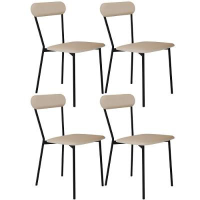 Kit 04 Cadeiras Estofada Para Sala De Jantar Liora Preto C01 Linho Areia - Lyam Decor