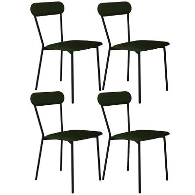 Kit 04 Cadeiras Estofada Para Sala De Jantar Liora Preto C01 Linho Verde Musgo - Lyam Decor
