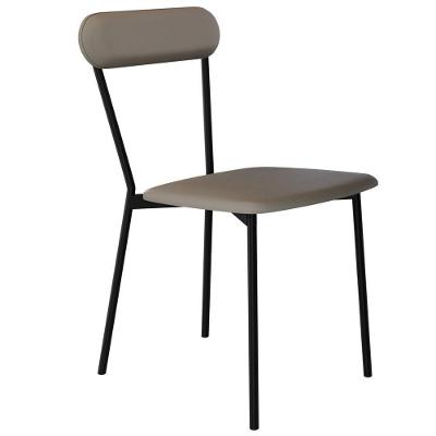 Cadeira Estofada Para Sala De Jantar Liora Preto C01 Courino Cinza - Lyam Decor