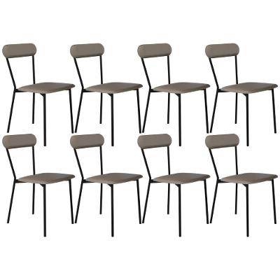 Kit 08 Cadeiras Estofada Para Sala De Jantar Liora Preto C01 Courino Cinza - Lyam Decor