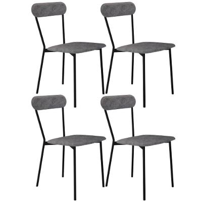 Kit 04 Cadeiras Estofada Para Sala De Jantar Liora Preto C01 Linho Prata - Lyam Decor