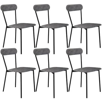 Kit 06 Cadeiras Estofada Para Sala De Jantar Liora Preto C01 Linho Prata - Lyam Decor