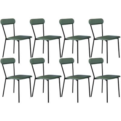Kit 08 Cadeiras Estofada Para Sala De Jantar Liora Preto C01 Courino Verde Sálvia - Lyam Decor