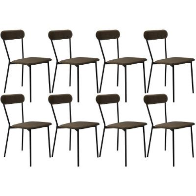 Kit 08 Cadeiras Estofada Para Sala De Jantar Liora Preto C01 Veludo Marrom Sand - Lyam Decor