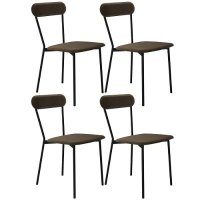 Kit 04 Cadeiras Estofada Para Sala De Jantar Liora Preto C01 Veludo Marrom Sand - Lyam Decor