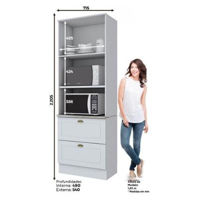 Torre Quente 2 Fornos Americana Branco Com Tampo Calcare - Móveis Henn Branco Hp