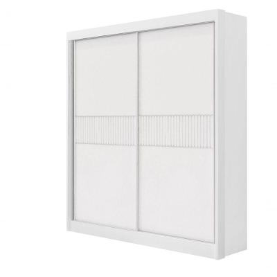 Guarda Roupa Solteiro Santorini 2 Portas Ripado 3 Gavetas Com Pés - D' Doro Branco-ripado