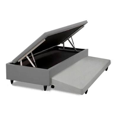 Cama Box Baú Auxiliar Solteiro Sintético Espuma 8cm 88x188x45 Cinza