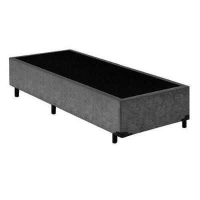 Cama Box Blindado Solteiro Extremo Reforçado King Design Suede Cinza 88x188x40
