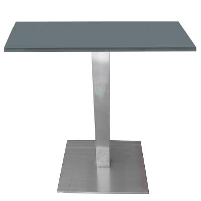 Mesa Quadrada Alpha Inox Prata 73,50 Cm (altura) Tampo Mdp Quadrado 70 Cm Grafito (larg)
