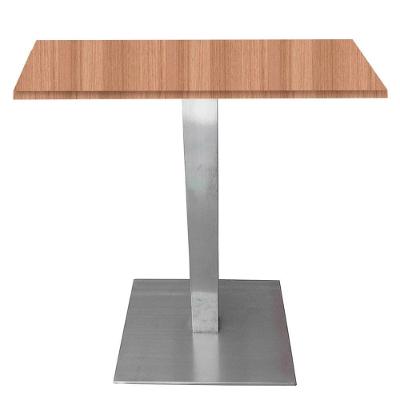 Mesa Quadrada Alpha Inox Prata 73,50 Cm (altura) Tampo Mdp Quadrado 70 Cm Noce Naturalle (larg)