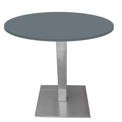 Mesa Quadrada Alpha Inox Prata 73,50 Cm (altura) Tampo Mdp Redondo 60 Cm Grafito (larg)