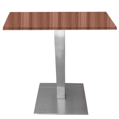 Mesa Quadrada Alpha Inox Prata 73,50 Cm (altura) Tampo Mdp Quadrado 80 Cm Walnut (larg)