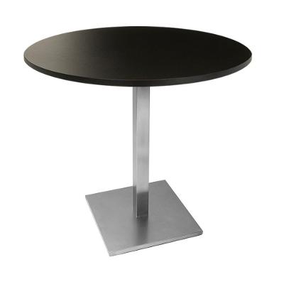 Mesa Quadrada Alpha Inox Prata 73,50 Cm (altura) Tampo Mdp Redondo 70 Cm Preto (larg)