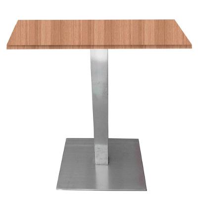 Mesa Quadrada Alpha Inox Prata 73,50 Cm (altura) Tampo Mdp Quadrado 60 Cm Noce Naturalle (larg)