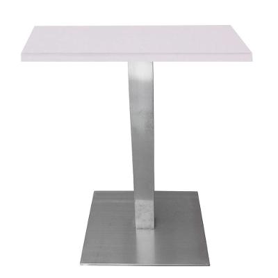 Mesa Quadrada Alpha Inox Prata 73,50 Cm (altura) Tampo Mdp Quadrado 60 Cm Branco (larg)