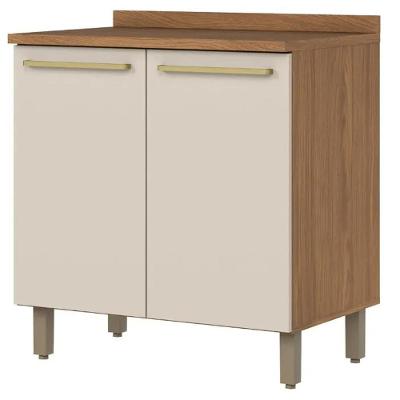 Balcao Com Tampo 2 Portas 80 Cm Requinte Henn Nature Areia