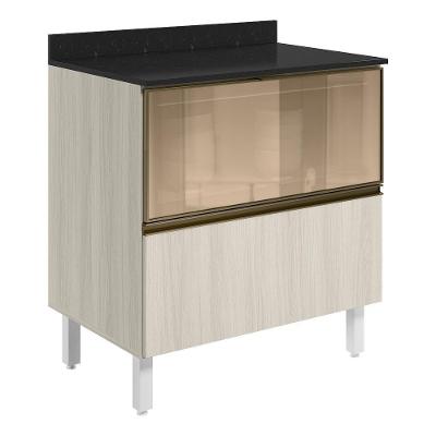 Balcao Tampo 2g Vidro 80cm Mdf Kali 16415 Nicioli Bianco Toq