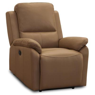 Poltrona Do Papai Retrátil Reclinável Elétrica Aniche L06 Couro Marrom Claro - Lyam Decor