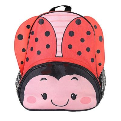 Mochila Infantil Joaninha Com Alças Bolsos Laterais Detalhes