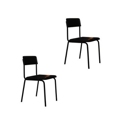Cadeira Fit Fixa C/4 Pes 475 X 505 X 810 Mm C/2 Un. Courino Preto Courino Preto