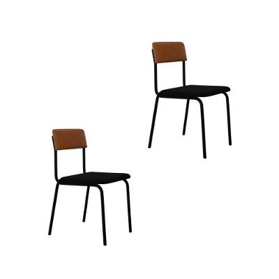 Cadeira Fit Fixa C/4 Pes 475 X 505 X 810 Mm C/2 Un. Preto/courino Caramelo Preto/courino Caramelo