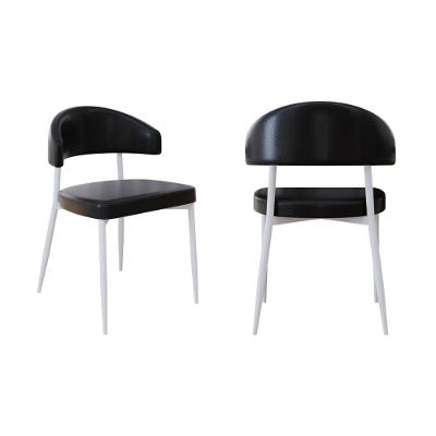 2 Unidades Cadeira Bless Fixa C/4 Pés 53 X 55 X 78cm Pés Brancos. Courino Preto Courino Preto