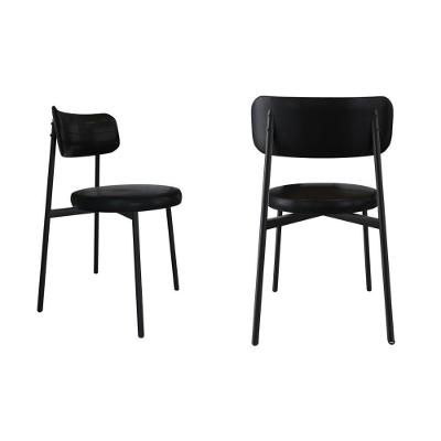 2 Unidades Cadeira Kyta Fixa C/4 Pés 50 X 44,7 X 83,8 Cm - Courino Preto - Preto Fosco Epoxi Courino Preto