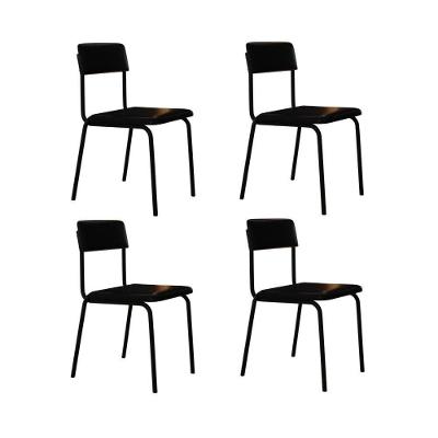 Cadeira Fit Fixa C/4 Pes 475 X 505 X 810 Mm C/4 Un. Courino Preto Courino Preto
