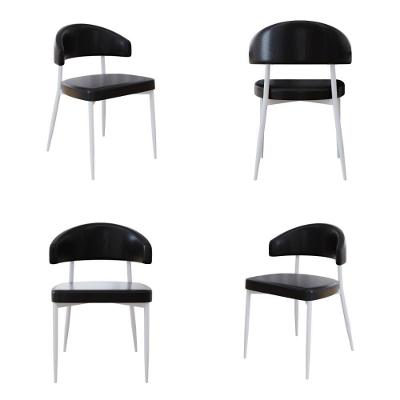 4 Unidades Cadeira Bless Fixa C/4 Pés 53 X 55 X 78cm Pés Brancos. Courino Preto Courino Preto