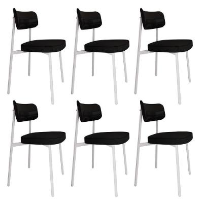 Cadeira Alloa Fixa C/4 Pés 50 X 44,7 X 83,8 Cm C/6 Un. Corriente Preto/courino Preto Corriente Preto/courino Preto