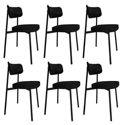 Cadeira Alloa Fixa C/4 Pés 50 X 44,7 X 83,8 Cm C/6 Un. Corriente Preto/courino Preto Corriente Preto/courino Preto