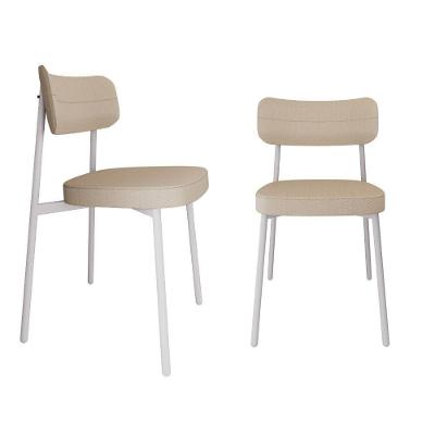 2 Unidades Cadeira Alloa Fixa C/4 Pés 50 X 44,7 X 83,8 Cm Pés Brancos - Corriente Areia - Branco Epoxi Corriente Areia