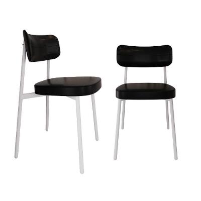 Cadeira Alloa Fixa C/4 Pés 50 X 44,7 X 83,8 Cm C/2 Un. Courino Preto Courino Preto