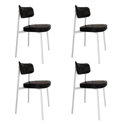 Cadeira Alloa Fixa C/4 Pés 50 X 44,7 X 83,8 Cm C/4 Un. Courino Preto Courino Preto
