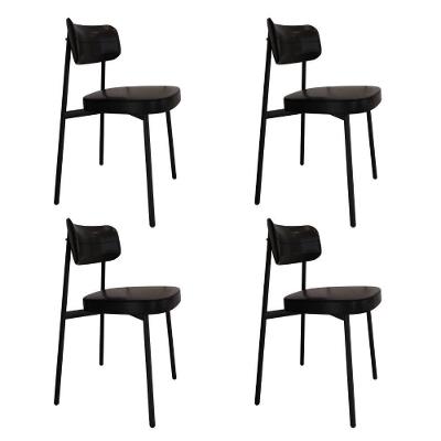 Cadeira Alloa Fixa C/4 Pés 50 X 44,7 X 83,8 Cm C/4 Un. Courino Preto Courino Preto