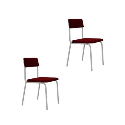 Cadeira Fit Fixa C/4 Pes 475 X 505 X 810 Mm C/2 Un Pés Brancos. Vermelho Vin. Vermelho Vinho